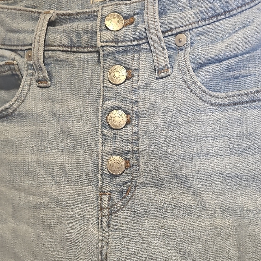 Madewell‎ 10" High-Rise Skinny Jeans 26 Light Wash Distressed Button Fly - Picture 4 of 11